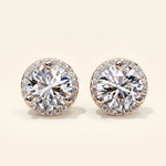 Load image into Gallery viewer, Round Halo Stud Earrings Classic Bezel Look