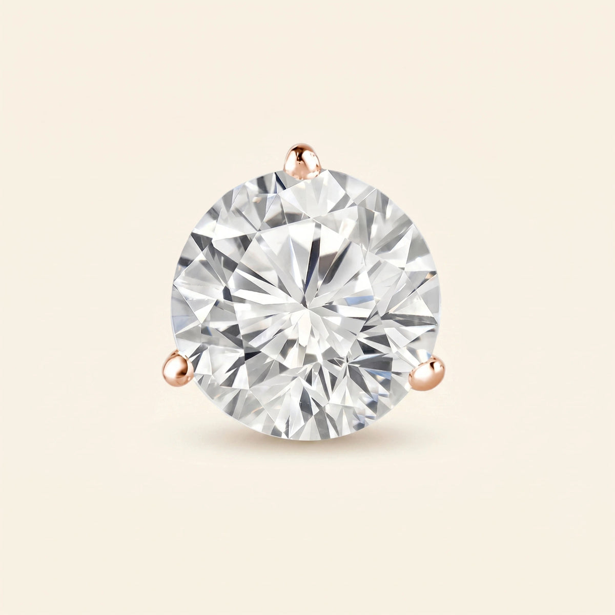 Front view of solitaire studs earrings
