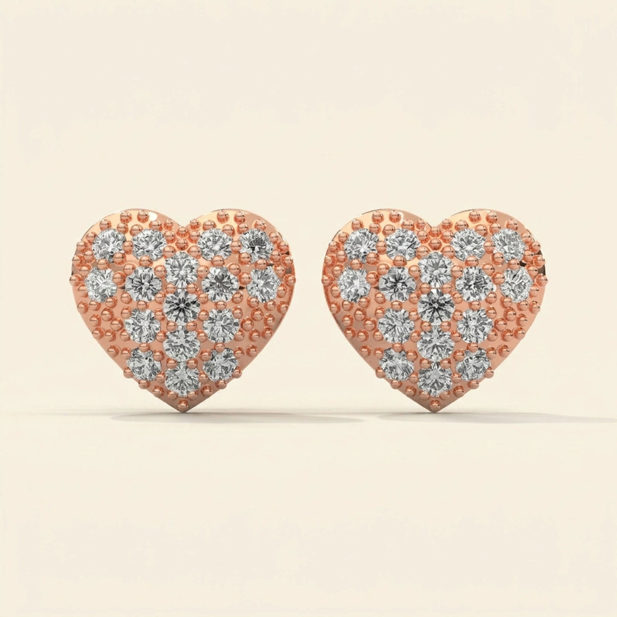 Front view of heart earrings stud