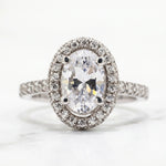Load image into Gallery viewer, 2 Carat Moissanite Oval Halo Engagement Ring In Silver