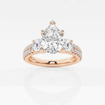 Load image into Gallery viewer, 2.50 Carat Pear Cut Three Stone Moissanite Ring in White Gold