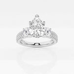 Load image into Gallery viewer, 2.50 Carat Pear Cut Three Stone Moissanite Ring in White Gold