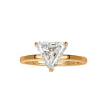Load image into Gallery viewer, 2 Carat Trillion Cut Hidden Halo Moissanite Ring in Yellow Gold