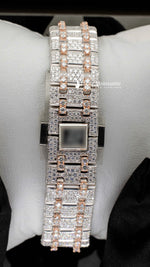 Load image into Gallery viewer, Back side view of Two Tone AP Women Moissante Watch | 36 MM | Rose Gold Tone