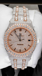 Load image into Gallery viewer, Front view of Two Tone AP Women Moissante Watch | 36 MM | Rose Gold Tone