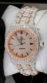 Load image into Gallery viewer, Side angle of Two Tone AP Women Moissante Watch | 36 MM | Rose Gold Tone