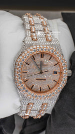 Load image into Gallery viewer, side view of Two Tone AP Women Moissante Watch | 36 MM | Rose Gold Tone