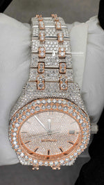 Load image into Gallery viewer, close up view of Two Tone AP Women Moissante Watch | 36 MM | Rose Gold Tone