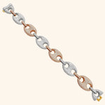 Load image into Gallery viewer, 13 Carat Round Shaped Moissanite Two Tone Puff Link Bracelet