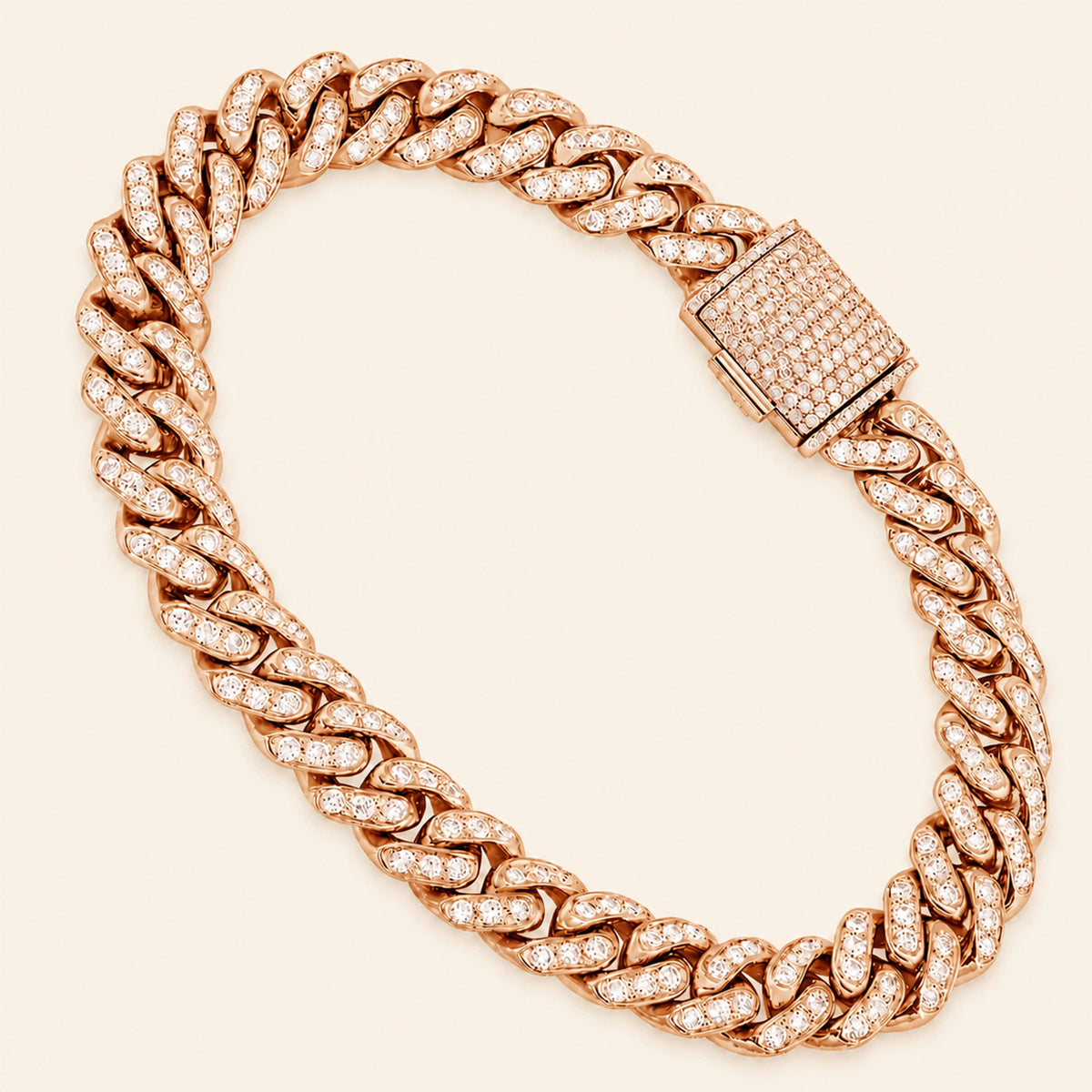 Pulsera de eslabones cubanos de corte redondo de 5,50 quilates en oro amarillo