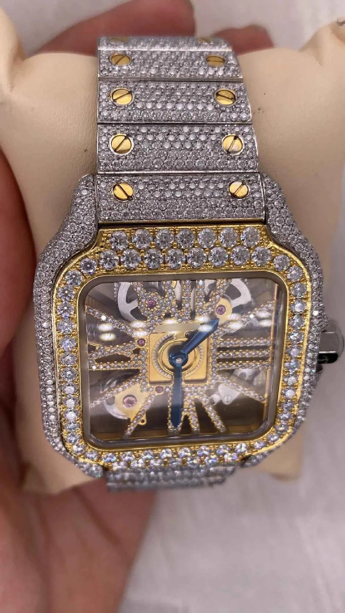 Close up view of vvs moissanite watch