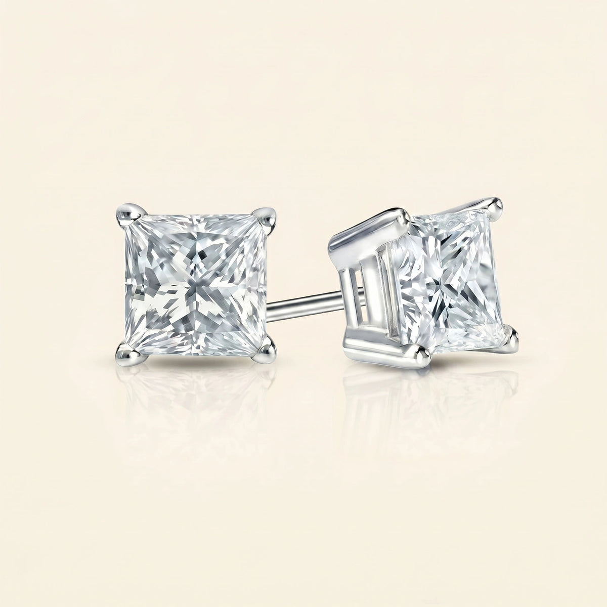 Princess cut stud earrings