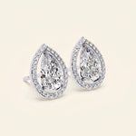 Load image into Gallery viewer, Pear Halo Stud Earrings