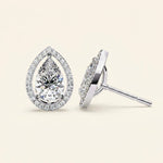 Load image into Gallery viewer, Pear Halo Stud Earrings
