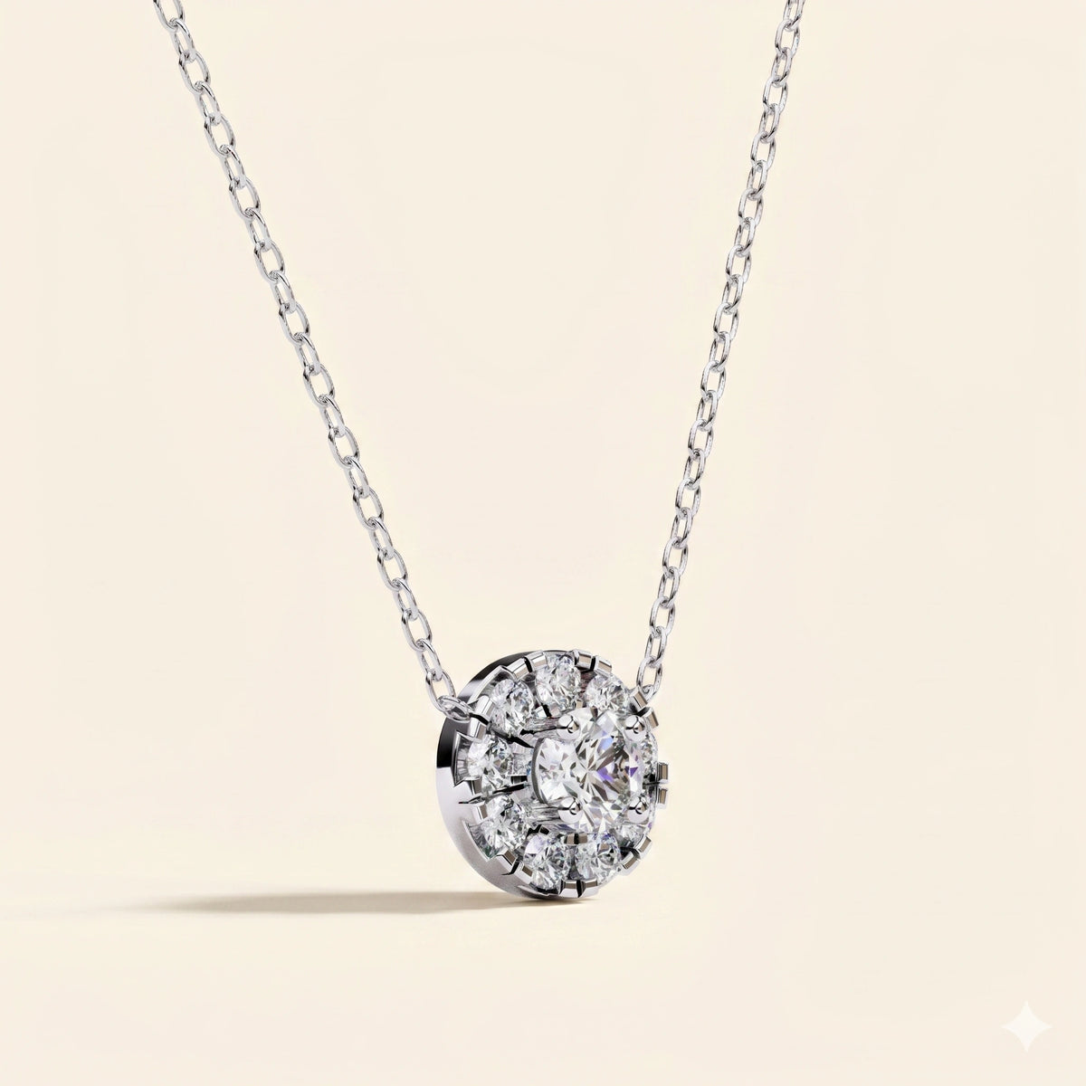 Prong set cluster necklace