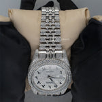 Load image into Gallery viewer, Close Up View Of Datejust Full Iced Out Moissanite Watch