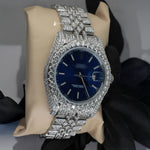 Load image into Gallery viewer, Side View Of Blue Face Dial Moissanite Diamond Watch | 41MM