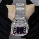 Load image into Gallery viewer, Close Up View Of Purple Dial Moissanite Watch | 41 MM