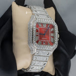 Load image into Gallery viewer, Side View Of Red Dial Moissanite Watch | 41 MM