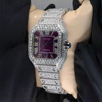 Load image into Gallery viewer, Side View Of Purple Dial Moissanite Watch | 41 MM