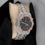 Load image into Gallery viewer, Side View Of AP Royal Oak Moissanite Watch | 41 Mm | Rose Gold Tone