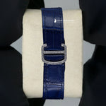 Load image into Gallery viewer, Back View Of Arabic White Dial Blue Leather Belt Moissanite Watch | 41 MM