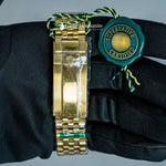 Load image into Gallery viewer, Back View Of Oyster Perpetual Date Just Black Dial Plain Watch In Yellow Gold