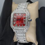Load image into Gallery viewer, Side View Of Red Dial Moissanite Watch | 41 MM