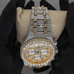 Load image into Gallery viewer, Close Up View Of AP Moissanite Hip Hop Watch | 41 MM | Yellow Gold Tone