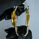Load image into Gallery viewer, Side View Of Oyster Perpetual Date Just Black Dial Plain Watch In Yellow Gold