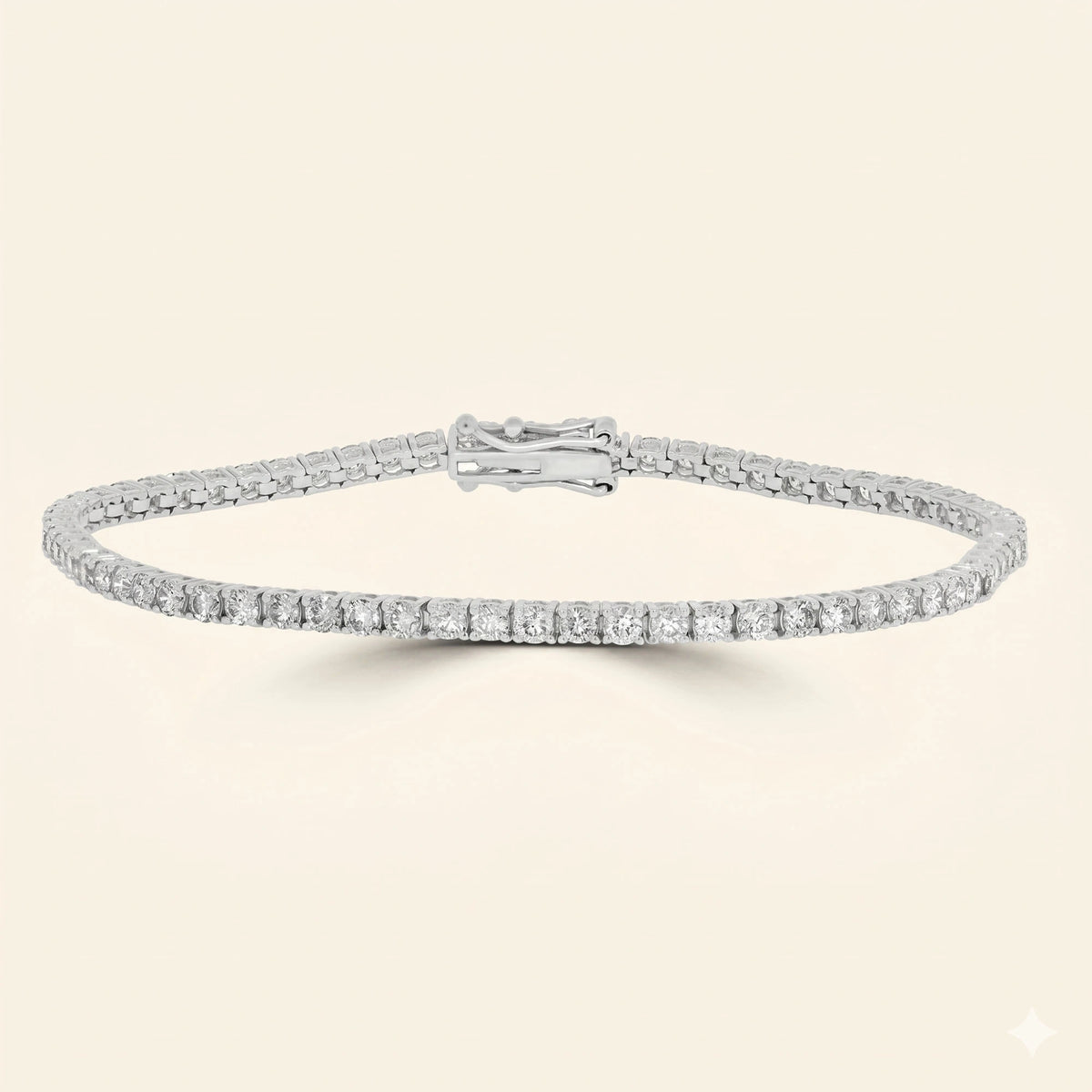 Front view of prong set tennis bracelet