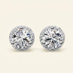 Load image into Gallery viewer, Round Halo Stud Earrings Classic Bezel Look