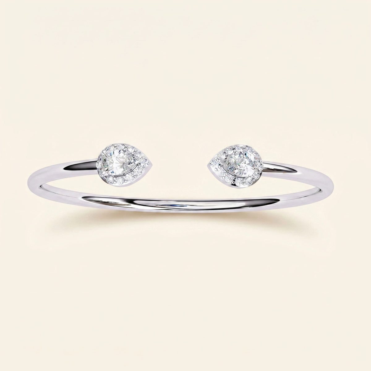 Front view of pear open cuff bangle