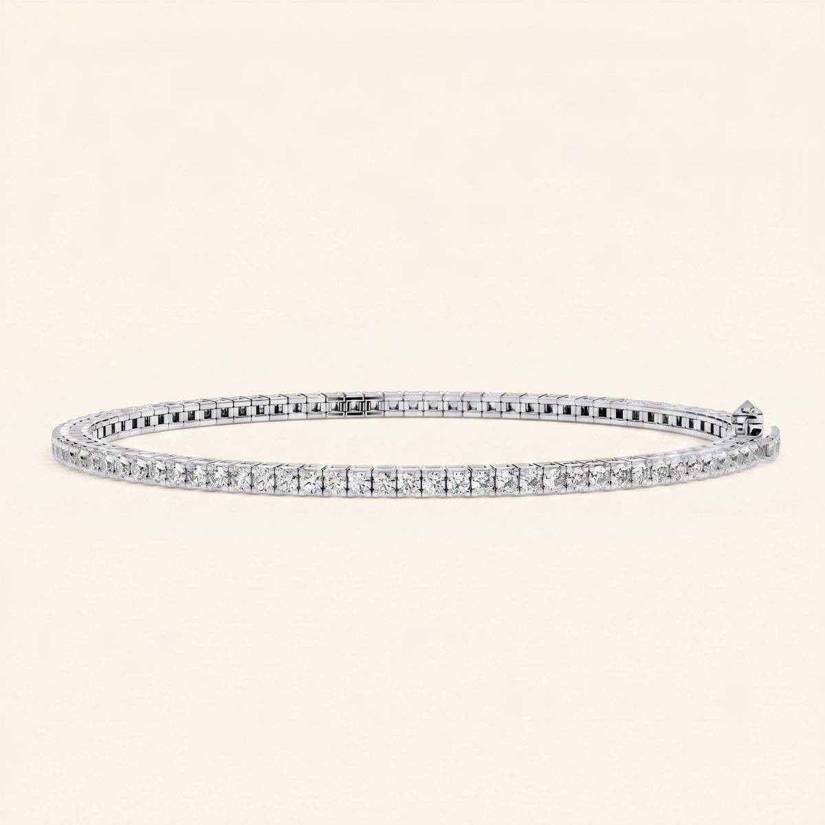 Front view of round cut tennis bracelet