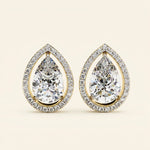 Load image into Gallery viewer, Pear Halo Stud Earrings