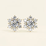 Load image into Gallery viewer, Floral Cluster Earrings Studs Round Cut Design