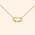 Load image into Gallery viewer, Side Angle View Of Prong Set Circle Necklace