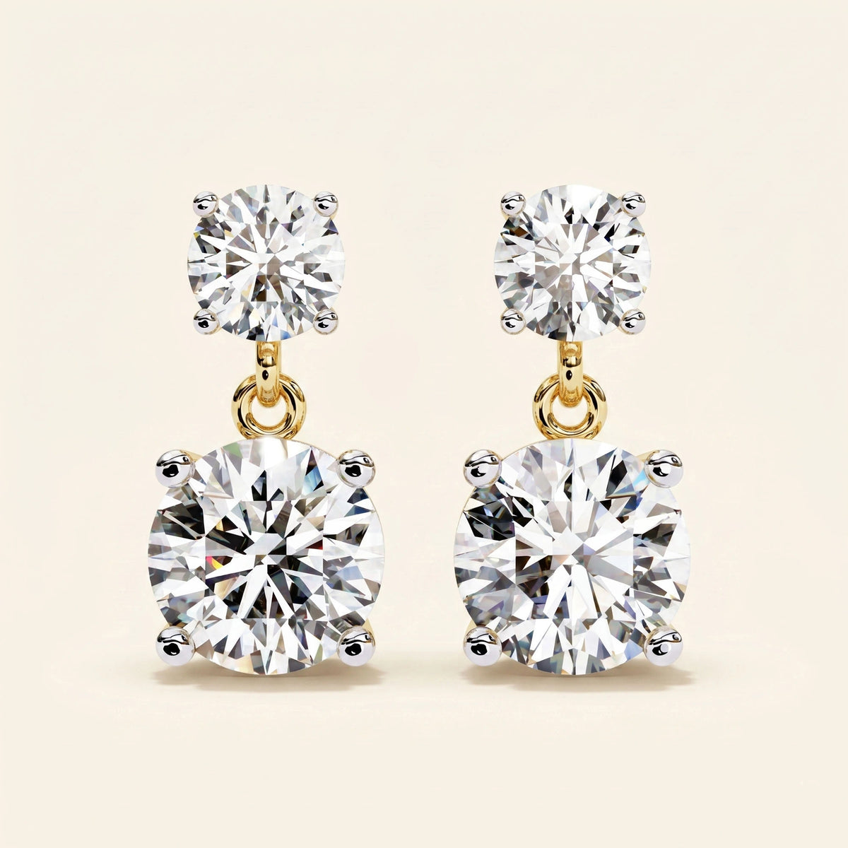Front view of two stone earrings