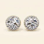 Load image into Gallery viewer, Round Halo Stud Earrings Classic Bezel Look