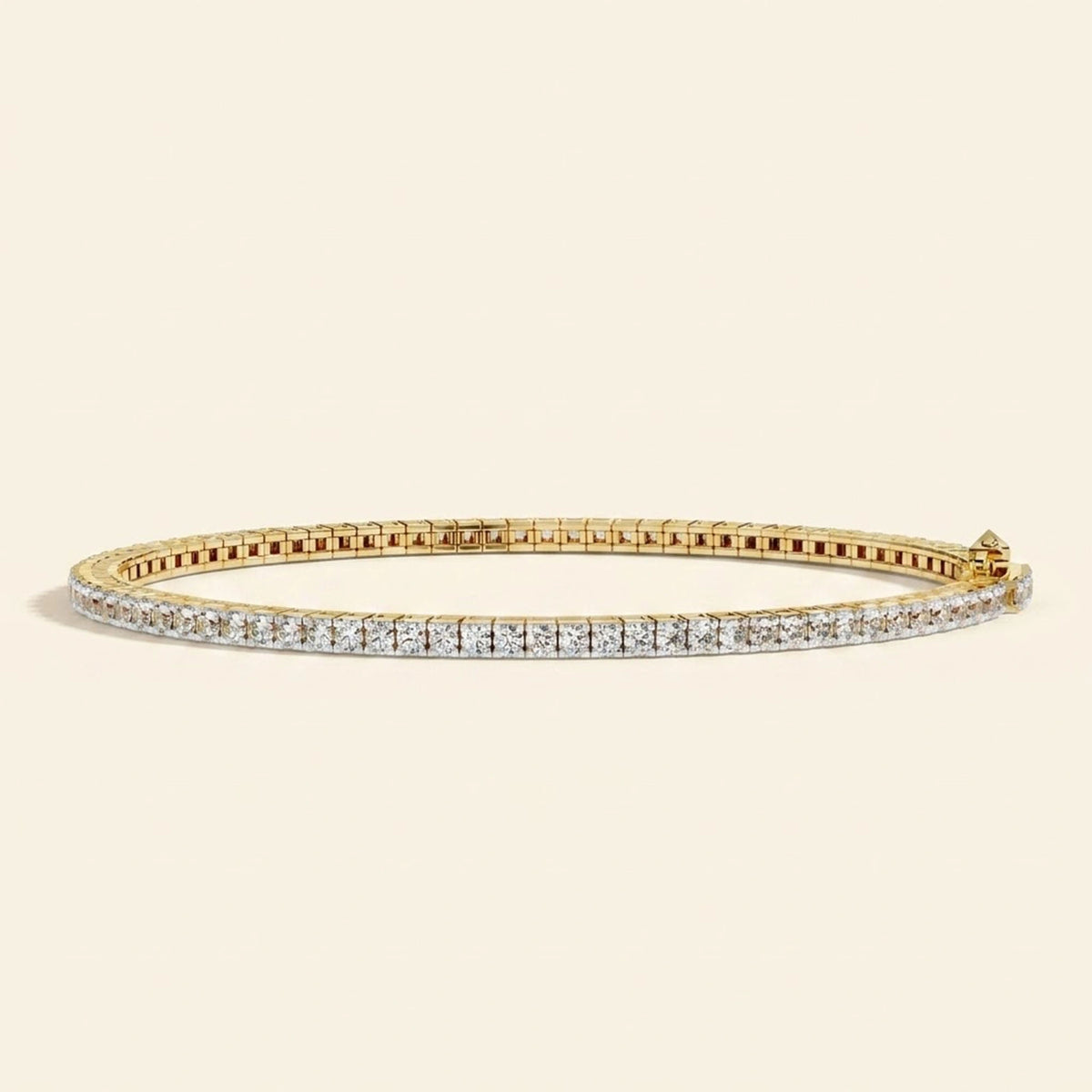 Front view of round cut tennis bracelet