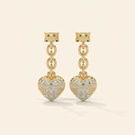 Load image into Gallery viewer, Boucles d'oreilles pendantes chaîne de cœurs