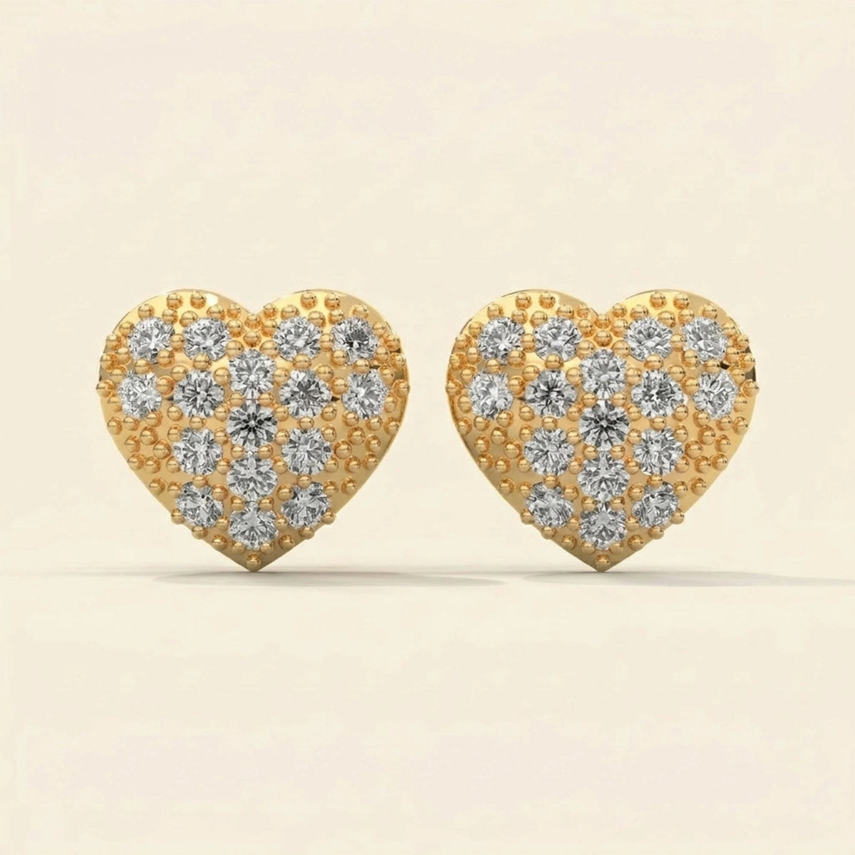 Front view of heart earrings stud