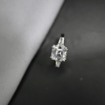 Load image into Gallery viewer, 2.50 Carat Asscher And Baguette Cut Three Stone Moissanite Ring