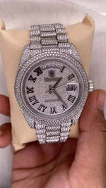 Load image into Gallery viewer, Front View of Bust Down Moissanite Watch - Swiss Made