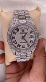 Load image into Gallery viewer, Close up view of Bust Down Moissanite Watch - Swiss Made