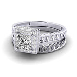 Load image into Gallery viewer, 1.50 Ct Princess Cut Hidden Halo Moissanite Bridal Set Ring in Yellow Gold