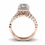 Load image into Gallery viewer, 1.50 Ct Princess Cut Hidden Halo Moissanite Bridal Set Ring in Yellow Gold