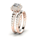 Load image into Gallery viewer, 1.50 Ct Princess Cut Hidden Halo Moissanite Bridal Set Ring in Yellow Gold