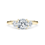 Load image into Gallery viewer, 2 Carat Cushion And Round Cut Three Stone Moissanite Ring in White Gold
