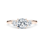 Load image into Gallery viewer, 2 Carat Cushion And Round Cut Three Stone Moissanite Ring in White Gold